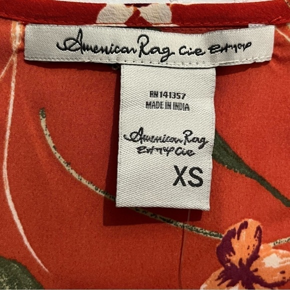 American Rag Tropical Print Tie Front Crop Top XS - Picture 10 of 13